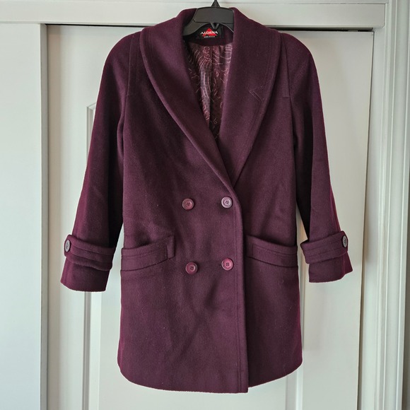Alorna Jackets & Blazers - Vintage Alorna Forstmann Pea Coat Womens Medium Plum Wool Blend  Double Breasted